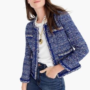 J. Crew Lady Jacket Tweed Braided Cobalt Blue L0350 Sz 8